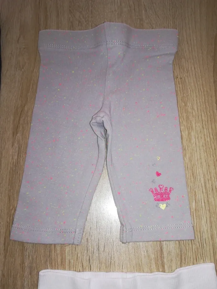 Lot de 3 pantalons leggings, été, bébé fille, 3/6mois - photo numéro 6