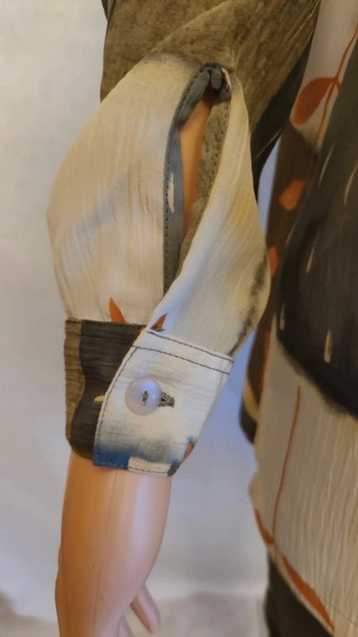 Chemisier fluide Vintage motifs "Automnale" 90s 🍂 à manches longues T. 42 Claude d'Alban _ PLD - photo numéro 4