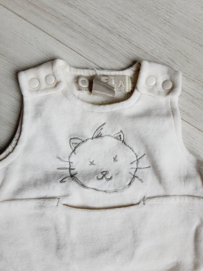 Vêtement bébé fille robe velours blanc chat Orchestra 1 mois - photo numéro 2