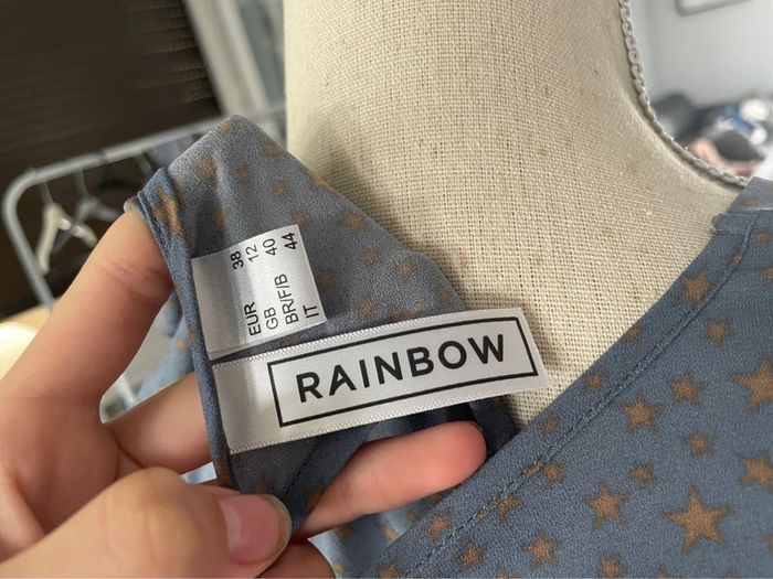 Blouse manche courte bleu avec des étoiles taille 38 marque rainbow - photo numéro 3