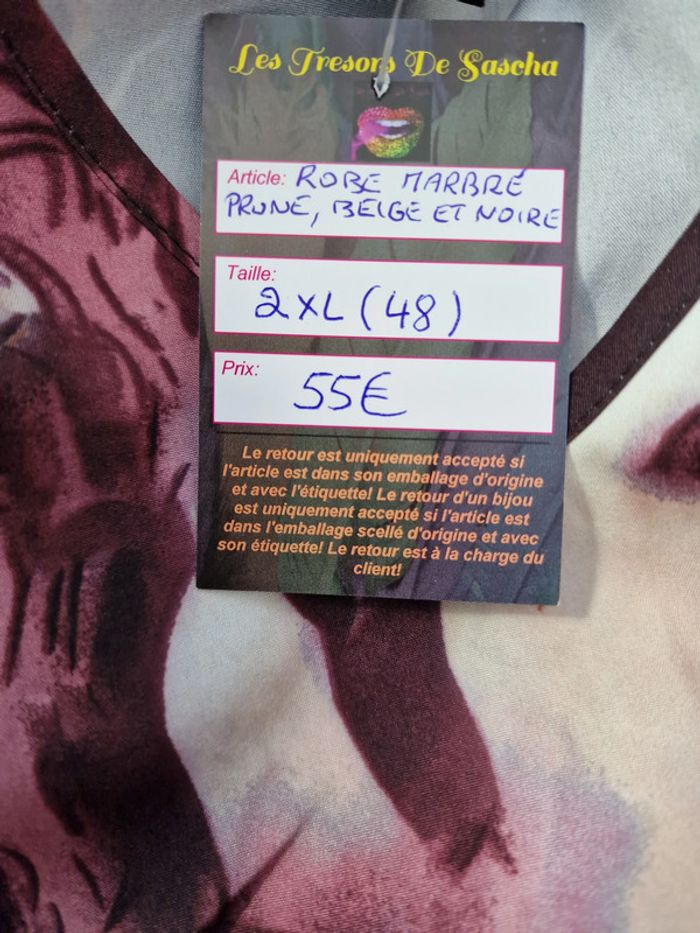 Robe Tie Dye Marbrée Violet Prune Crème - photo numéro 8