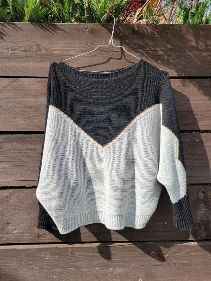 Pull noir et gris 36 S