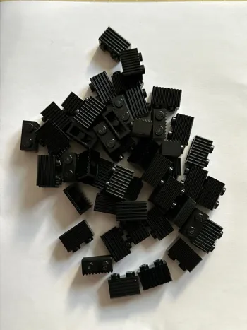 50 Brick Lego , Modified 1 x 2 with Grille / Fluted Profile ref 2877 Black