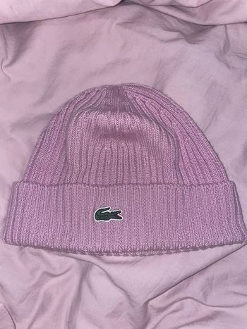 Bonnet en laine Lacoste rose - taille unique
