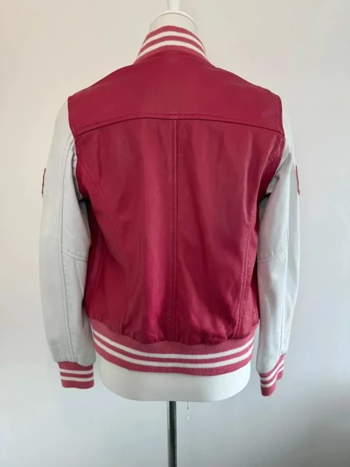 Veste bomber Aviatrix en cuir femme rose taille M très bon état - photo numéro 11