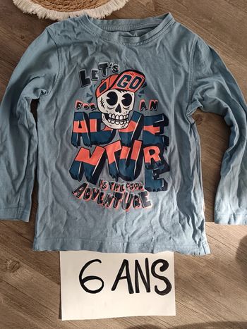 🌞T-shirt manches longues bleu 6 ans