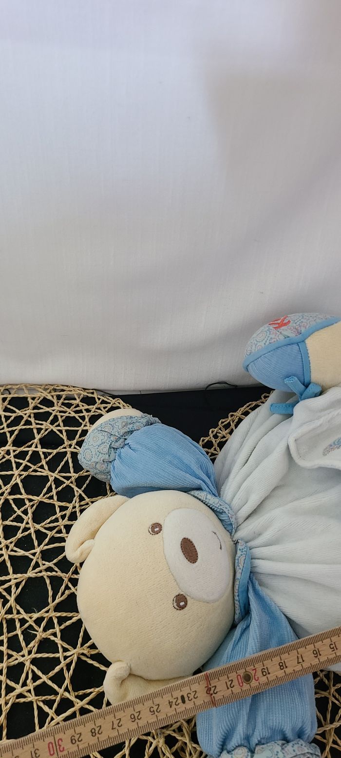 Doudou Ours Kaloo - Bleu Blanc Oiseau - photo numéro 3