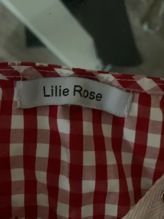 Blouse vintage évasée vichy Lilie rose taille L - photo numéro 12