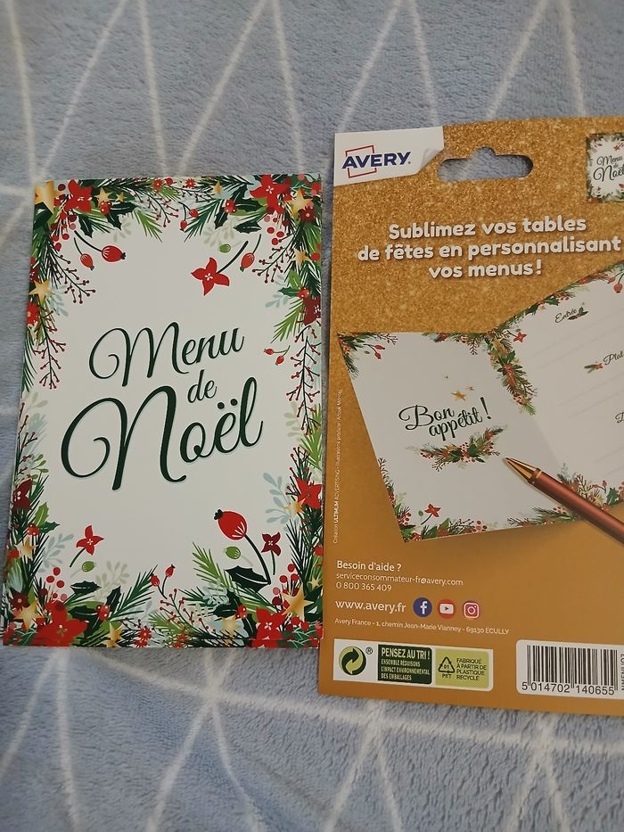 Paquet 6 Cartes doubles "Menu de Noël " - photo numéro 4
