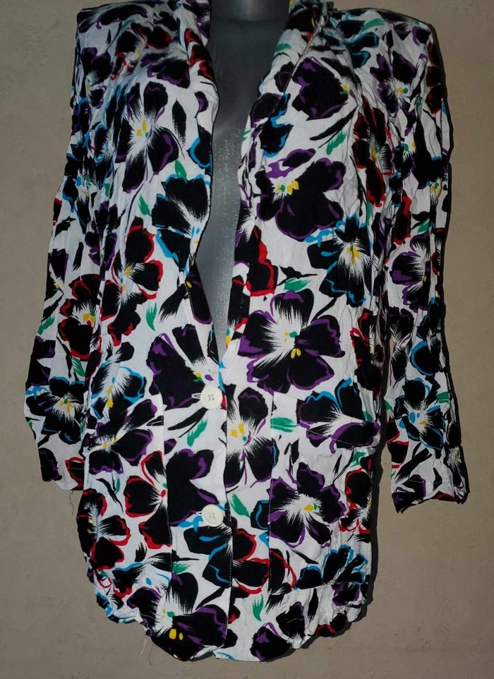 veste / blaser floral vintage 1980 femme taille 40 Forenza - photo numéro 6