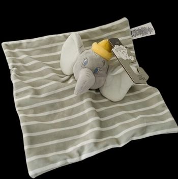 ❤️ B4463 Doudou Peluche Plat Mouchoir Dumbo Disney Baby Primark Gris Rayé