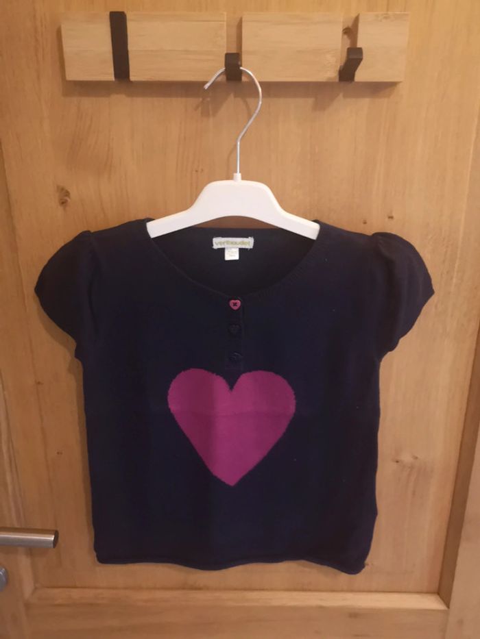 Pull d'hiver en bleu marine et rose Verbaudet 6 ans