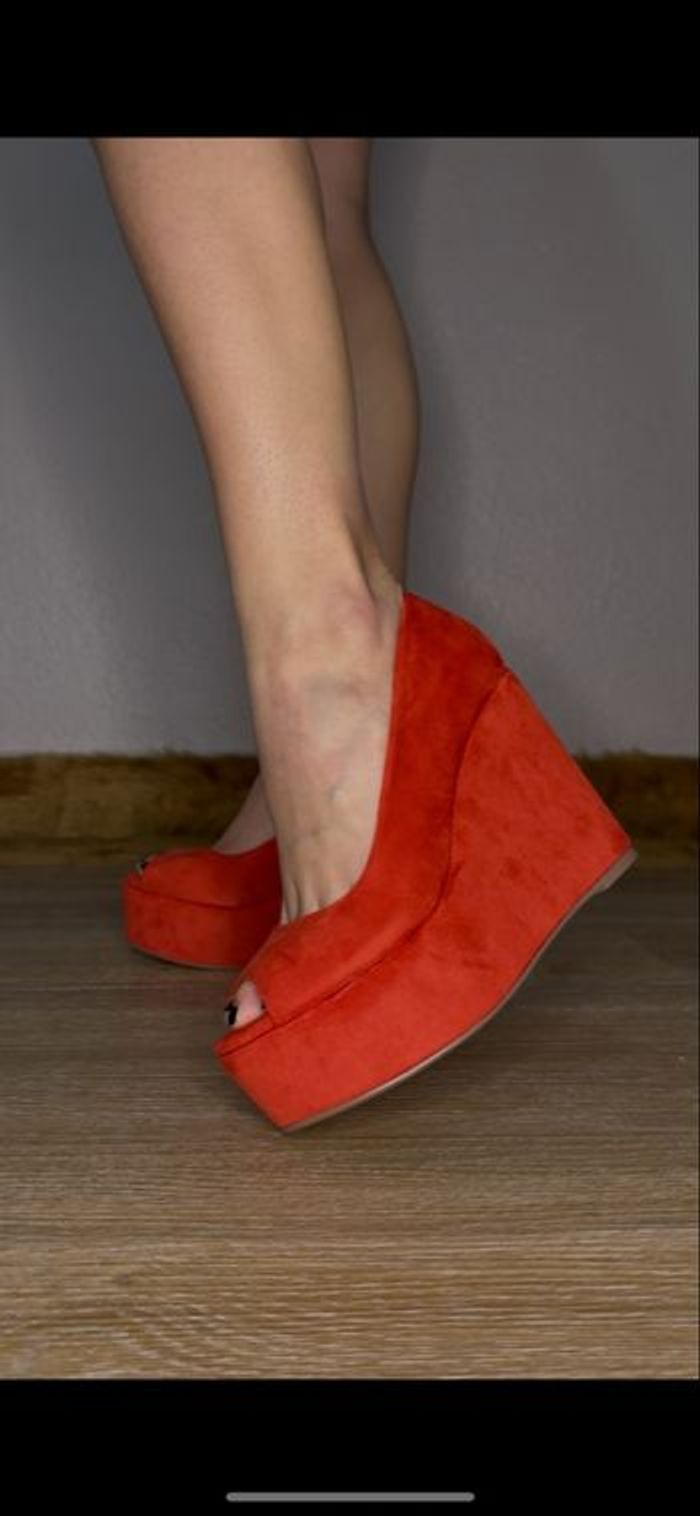Escarpins compensés orange – Malien - photo numéro 7