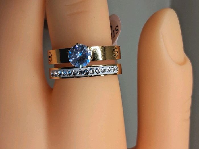 Bague  En acier inoxydable + zircons  marque hippie & bohème - photo numéro 2