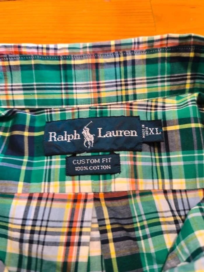 Chemisette Ralph Lauren - Custom Fit - Logo brodé rouge - Vert, noir - Taille XL - photo numéro 8