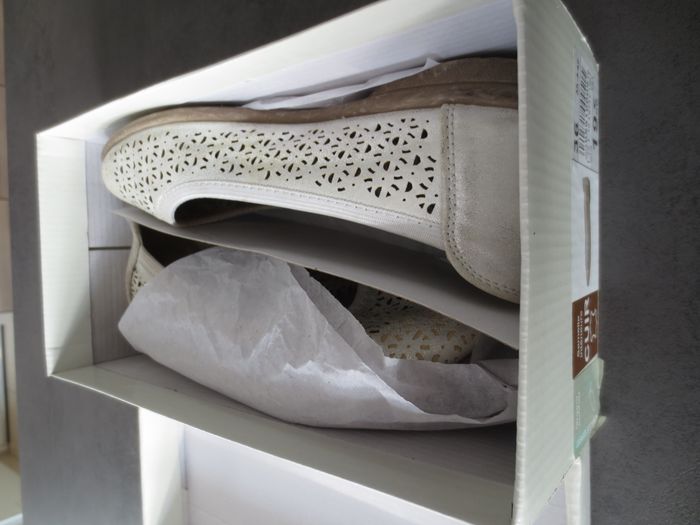 ballerines grand confort cuir T36 fille grise/écru - photo numéro 6