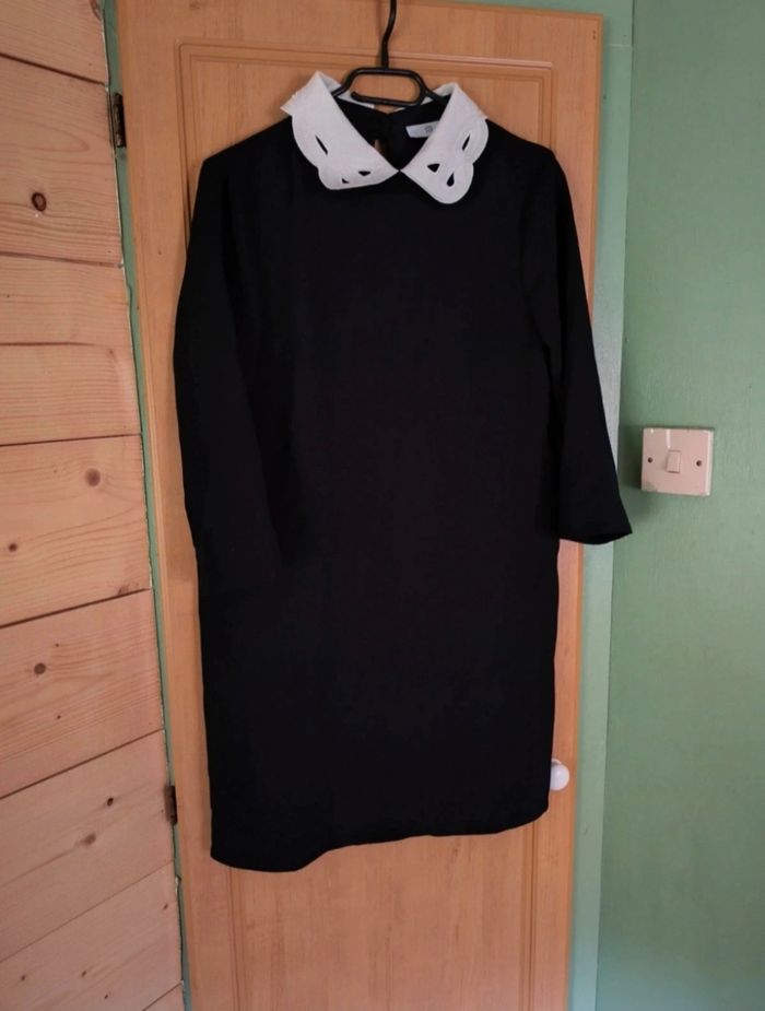 Robe noire col blanc chic la redoute