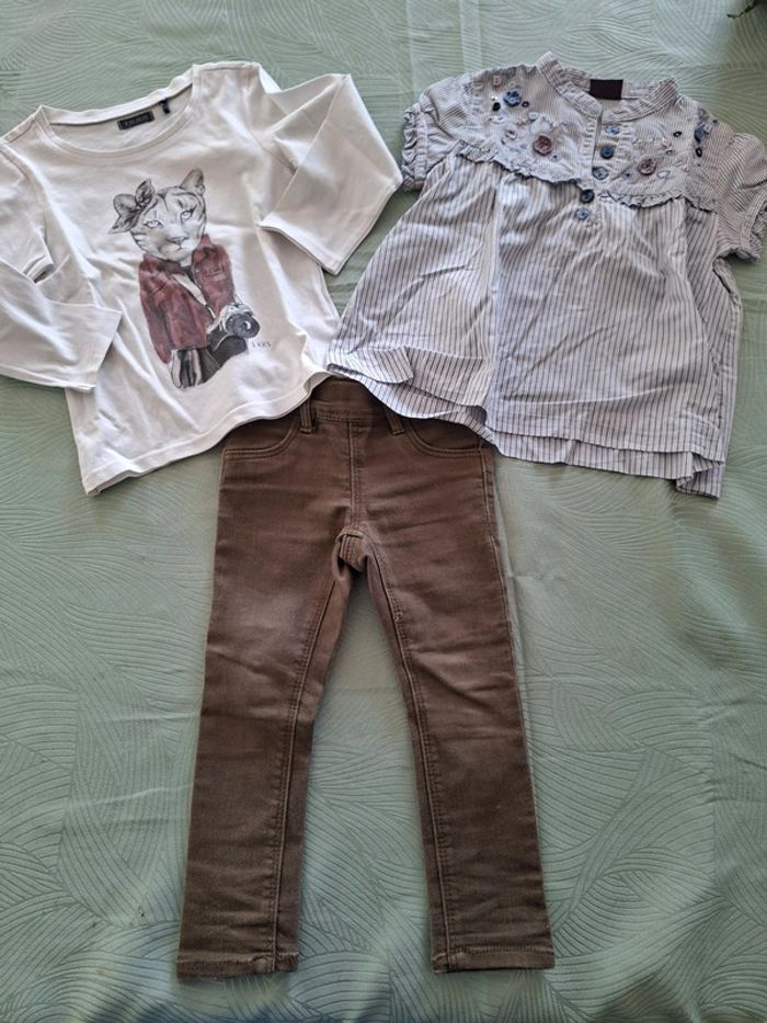 Jegging, t-shirt manches longues et chemise 24 mois