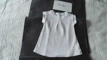 Robe rayée rose et blanc 12 mois Obaibi