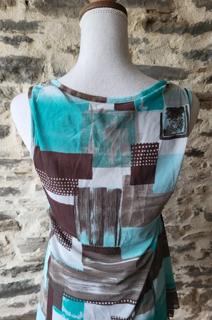 Débardeur à motifs marron beige et bleu turquoise La Redoute Taille 1 ou 36 - photo numéro 7