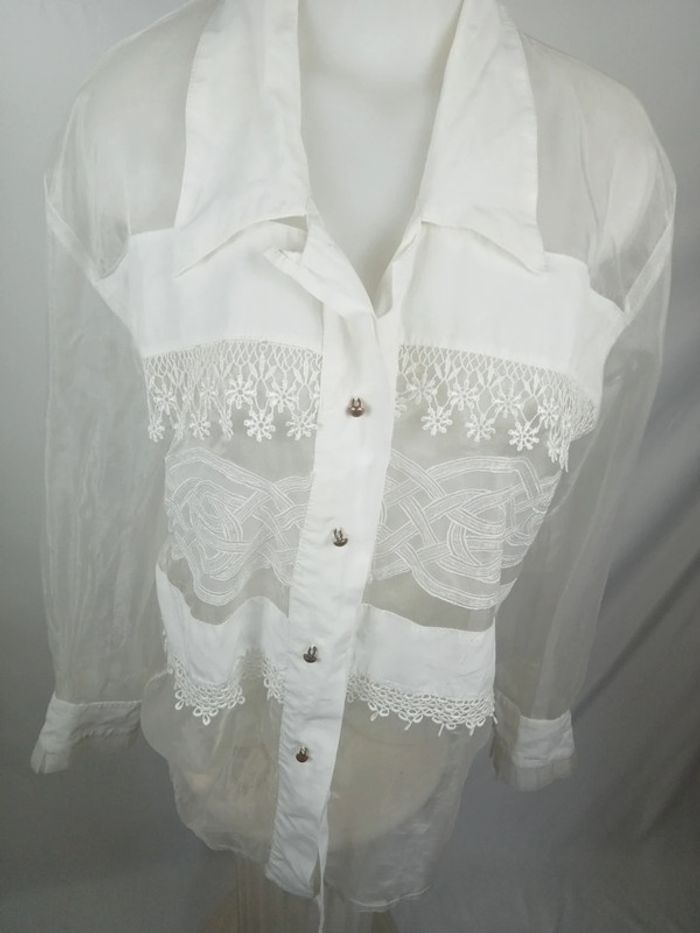 Chemise vintage blanche - white shirt - weiße Bluse - camisa blanca - witte blouse - photo numéro 4