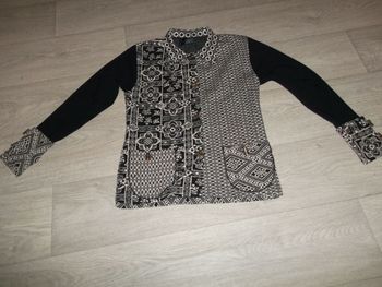 Veste ERWAN PARIS noire et blanche boutons "dés à coudre" taille M TBE