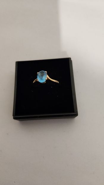 Bague plaqué or pierre bleue