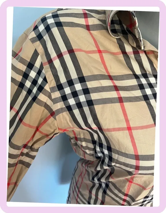 🧥 Chemise Burberry – Taille S – Manches longues beige à carreaux rouge, noir & blanc – Slim Fit 🧥 - photo numéro 2