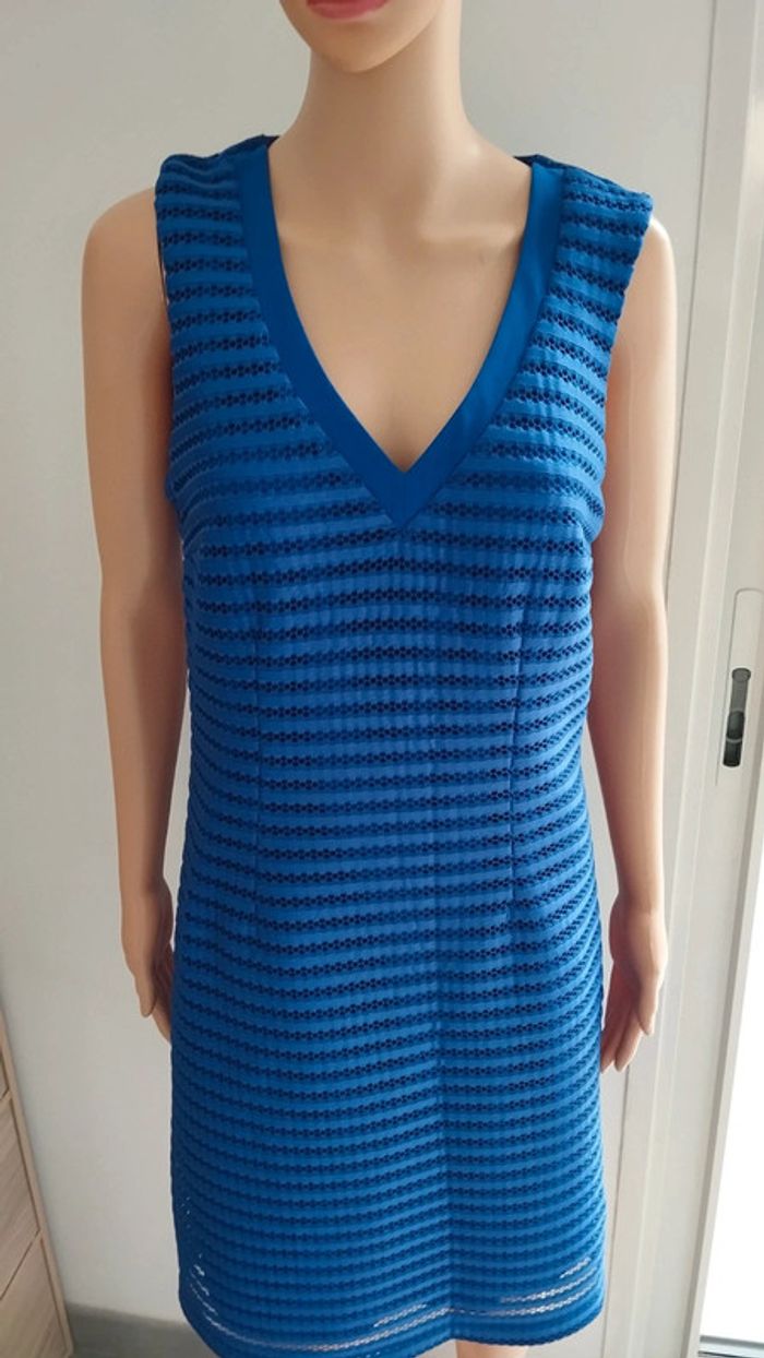 Robe bleu mi longue taille l - photo numéro 3