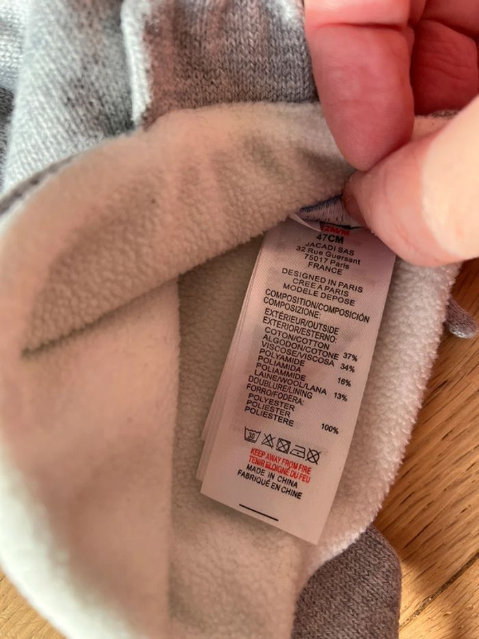 Bonnet chaud hiver polaire jacadi 12 mois 47 cm - photo numéro 3