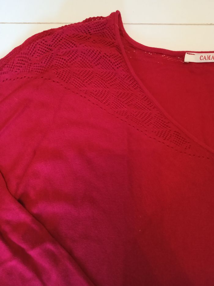 Pull léger rouge Camaïeu taille M - photo numéro 2