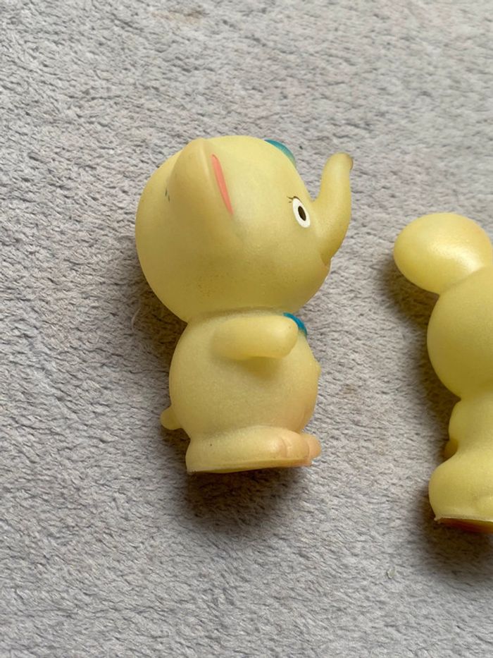 Lot de 2 anciennes figurines vintage luminou éléphant et lapin - photo numéro 7