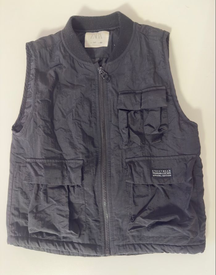 Gilet Utilitaire / Veste Sans Manches Matelassée ZARA (6-7 ans / 120 cm) - Style Streetwear Noir