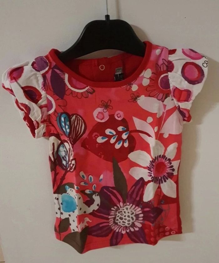 Tee-shirt manches courtes bouffantes imprimé fleural neuf 2 ans catimini