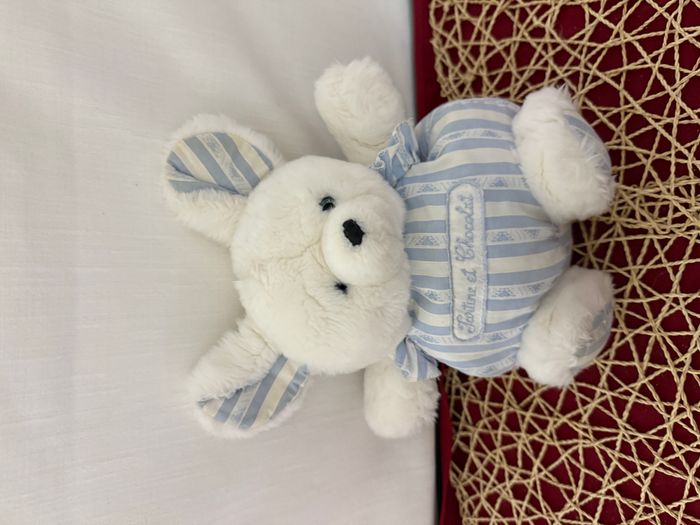 TARTINE ET CHOCOLAT Souris Doudou Peluche Et Tissu Rayé - photo numéro 2