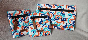 Ensemble 3 pochettes cabaïa bleu orange