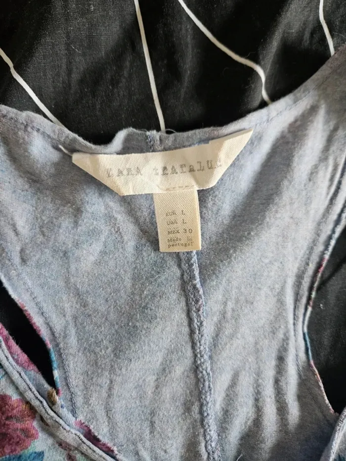 Débardeur fleuri bleu Zara taille 38 / M - photo numéro 4