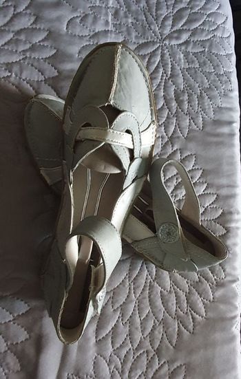 Chaussures plates vintage, en cuir gris/argent
