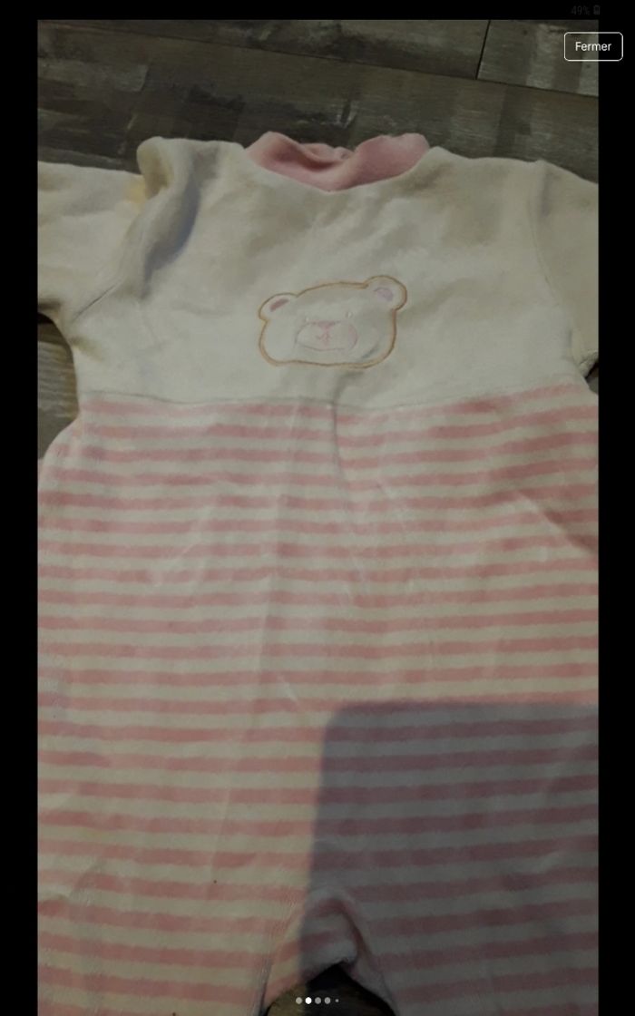Grenouillere à rayures rose et blanc - photo numéro 2