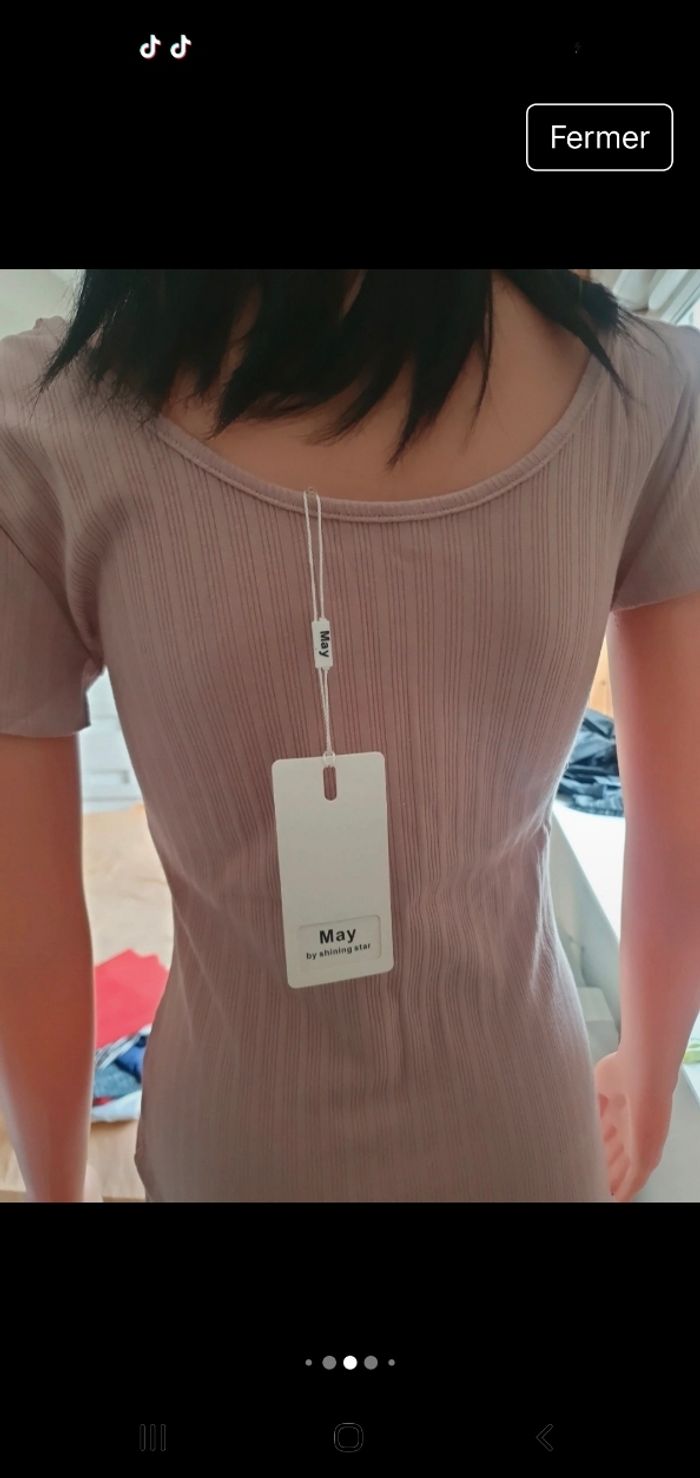 Robe rose côtelée - photo numéro 3