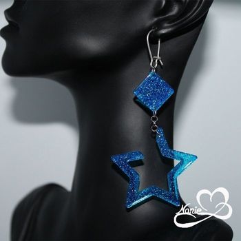 Boucles d'oreilles étoiles bleues