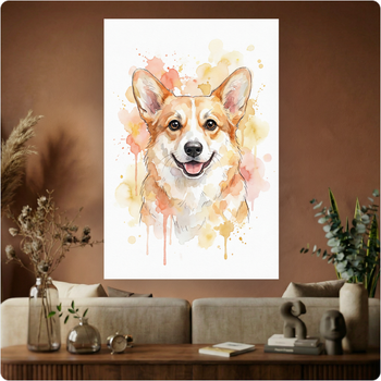Affiche murale "Welsh Corgi" aquarelle artistique poster chien déco A3 Sans cadre