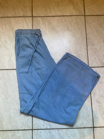 Pantalon lin bleu 