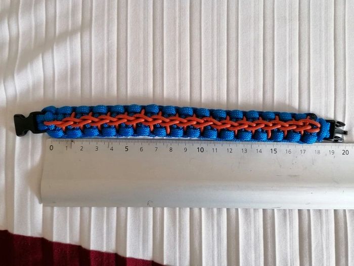 Bracelet en corde et cuir fermeture avec clip - photo numéro 3