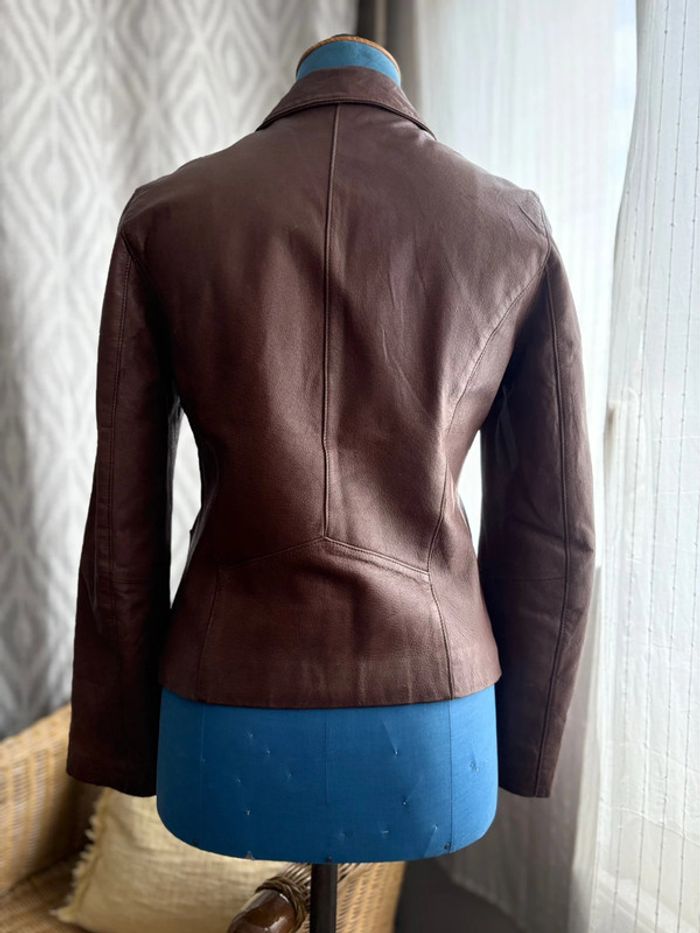 Veste blazer 100% cuir - Naf Naf - marron - taille 38/M - en parfait état - photo numéro 5