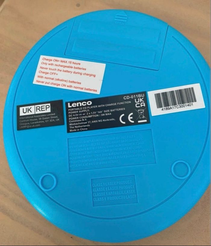 Lenco CD-011 - Lecteur CD portable Avec écouteurs et câble de recharge micro-USB - Écran LCD - Bleu - photo numéro 2