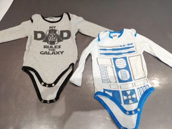 2 Bodys star wars 12 18 mois dark vador Rd2 d2