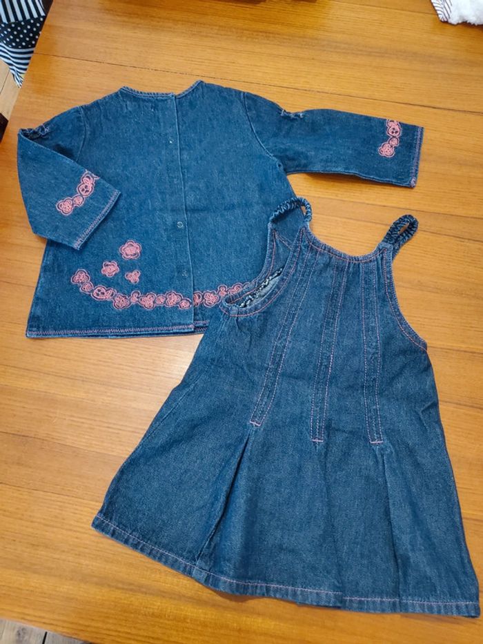 Ensemble robe et chemise jean 12mois - photo numéro 2