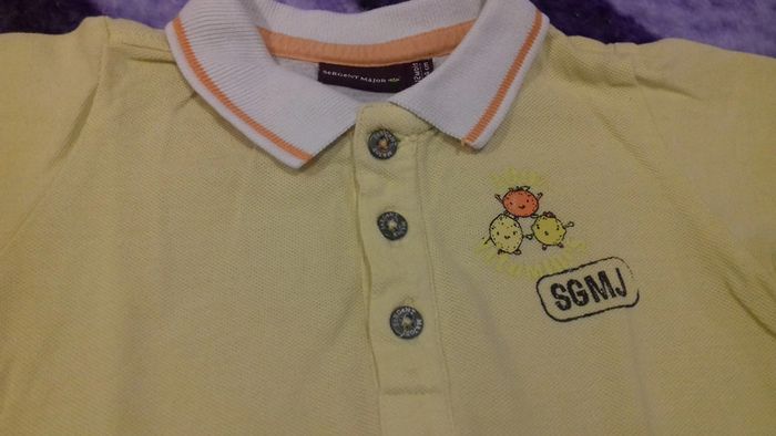 Ensemble printemps / été polo + bavoir jaune 12 mois Sergent major - photo numéro 3