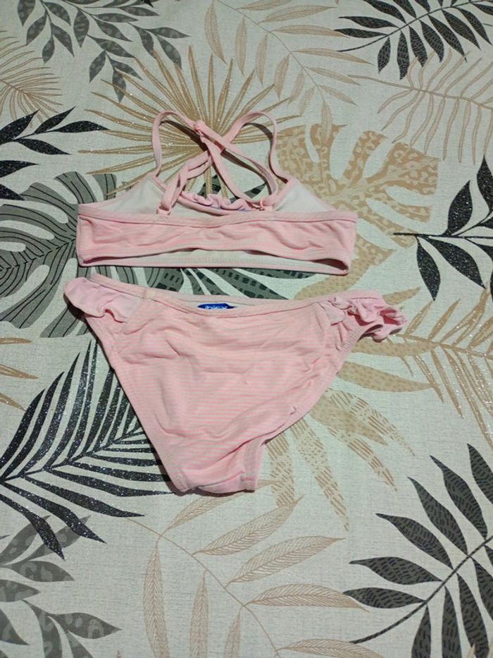 Maillot de bain deux pièces fille rayé et froufrou Okaïdi 8 ans - photo numéro 5